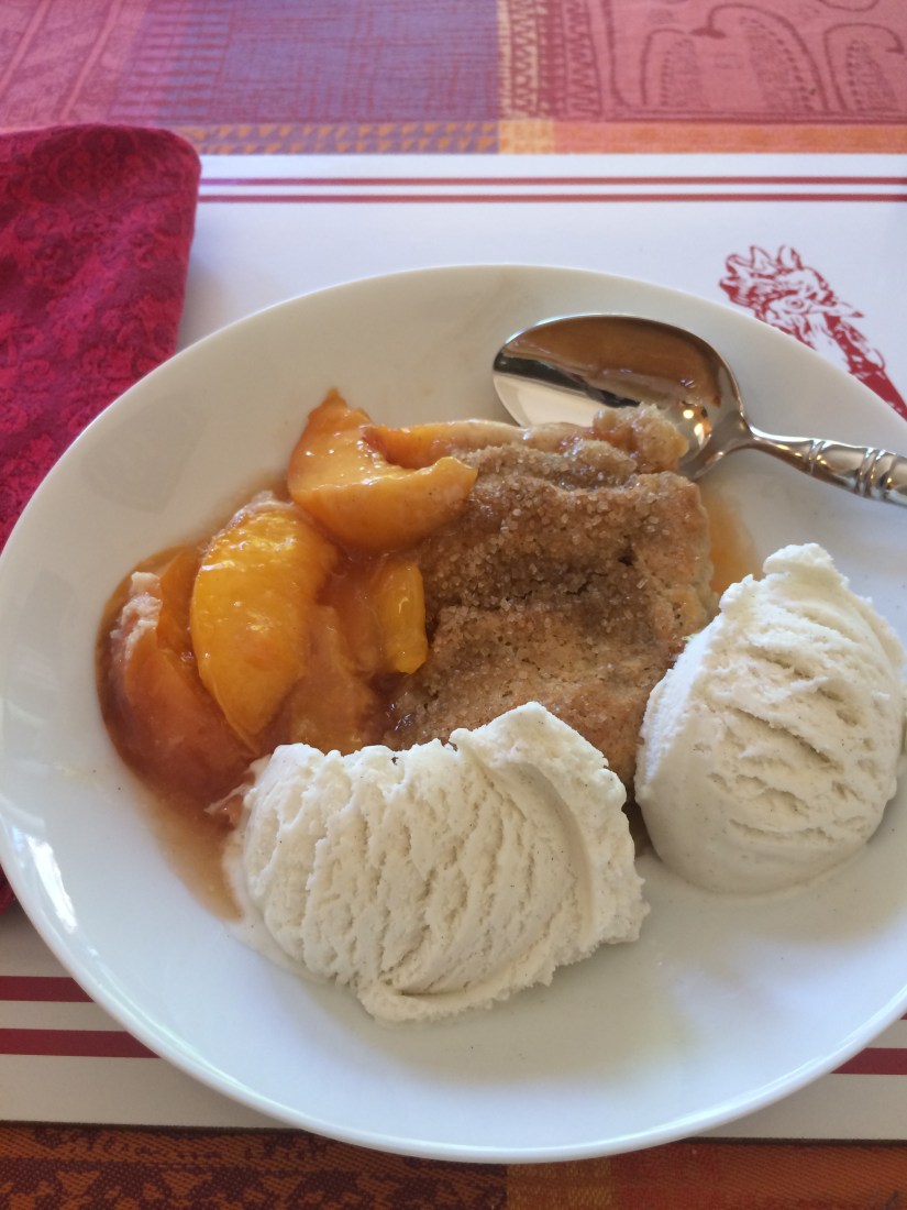 Peach Cobbler - Serving with Ice Cream